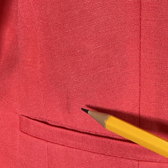 Banana Republic Linen Blend Women's 14 Coral Military Blazer Jacket Gold Buttons - Picture 2 of 12